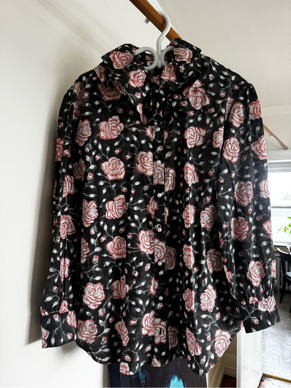 Apollo Faux Pearl-Embellished Floral Blouse
